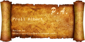 Proll Albert névjegykártya